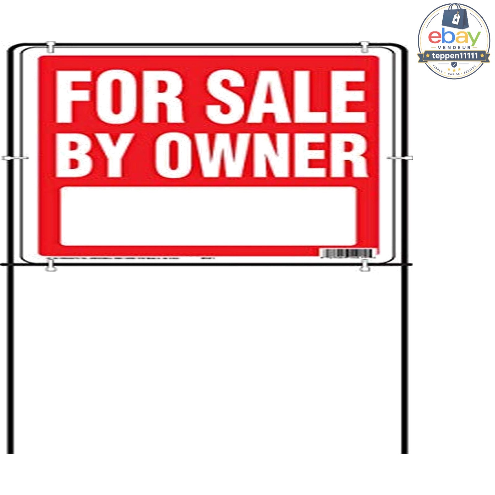 For Sale By Owner Sign 15×18 Inch White Red Frame 1 Each