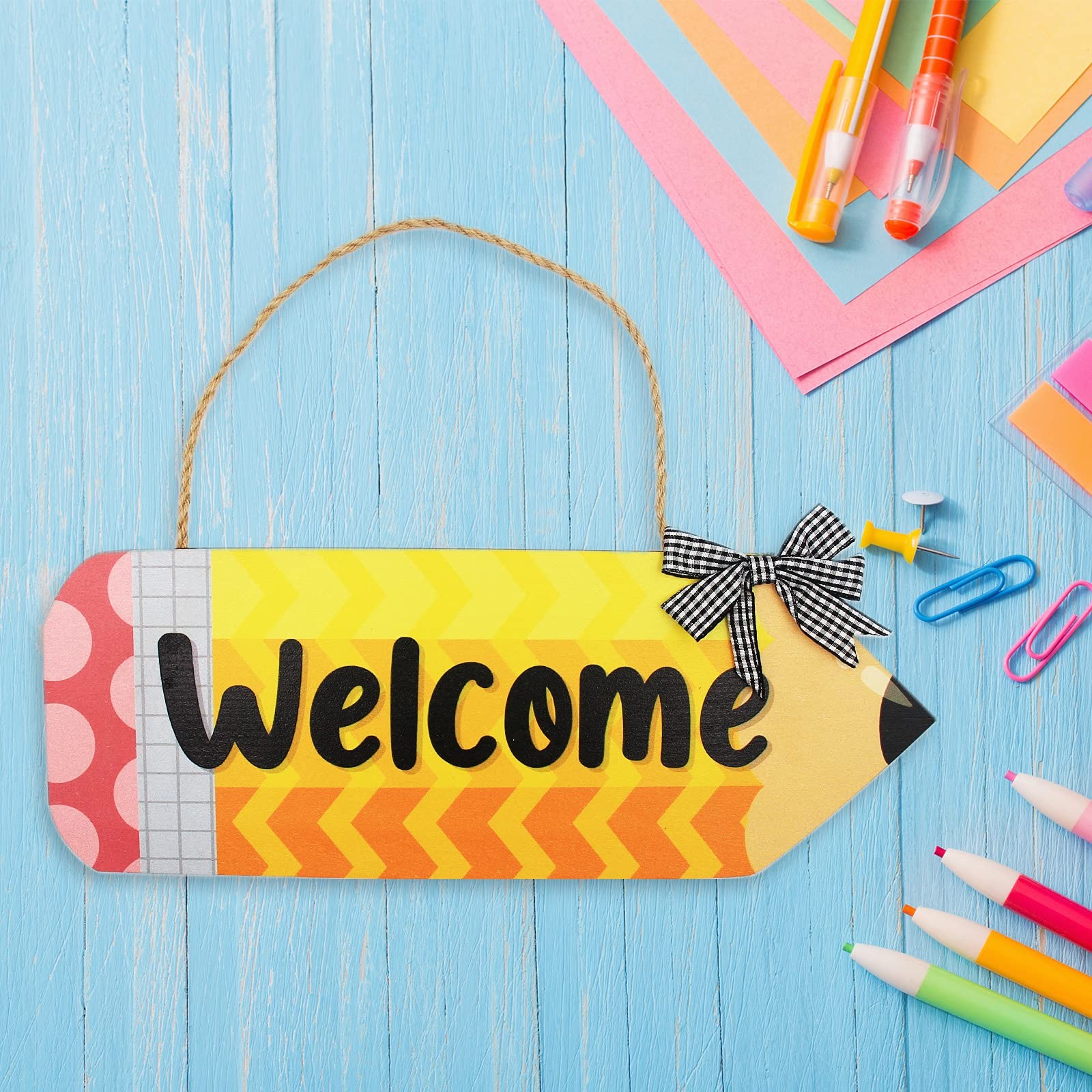 Back To School Pencil Welcome Door Sign Teacher Appreciation Door Decorations Th