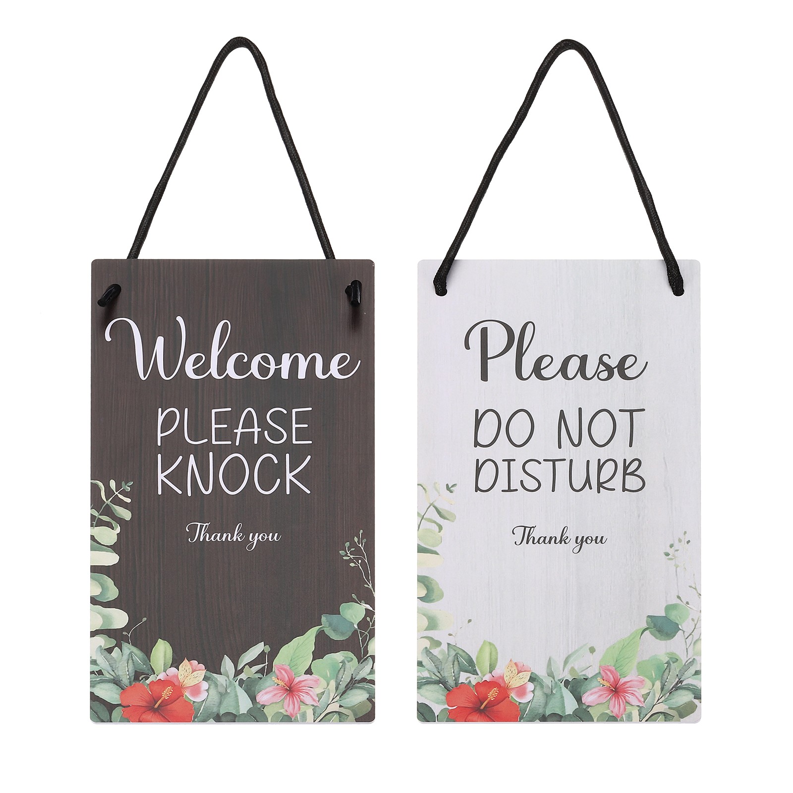 Welcome Please Knock Sign, Please Do Not Disturb Door Sign, Black White