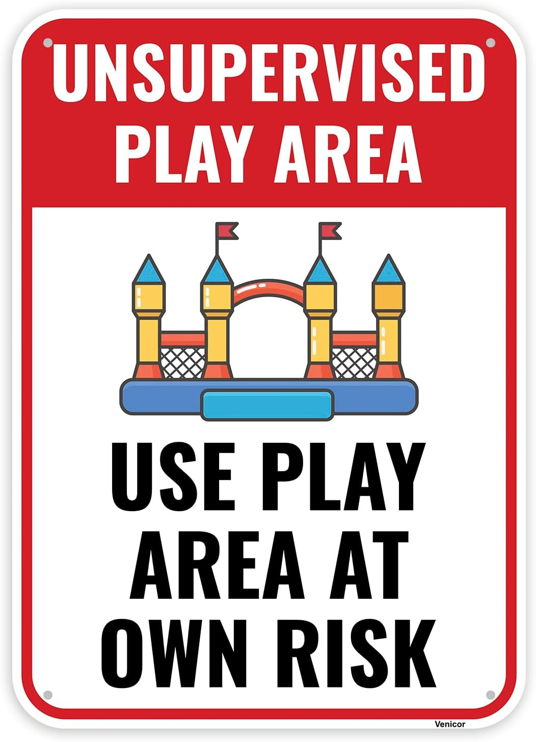 1PC Playground Safety Signs, 14 x 10 Inches – Aluminum – Unsupervised Play Area