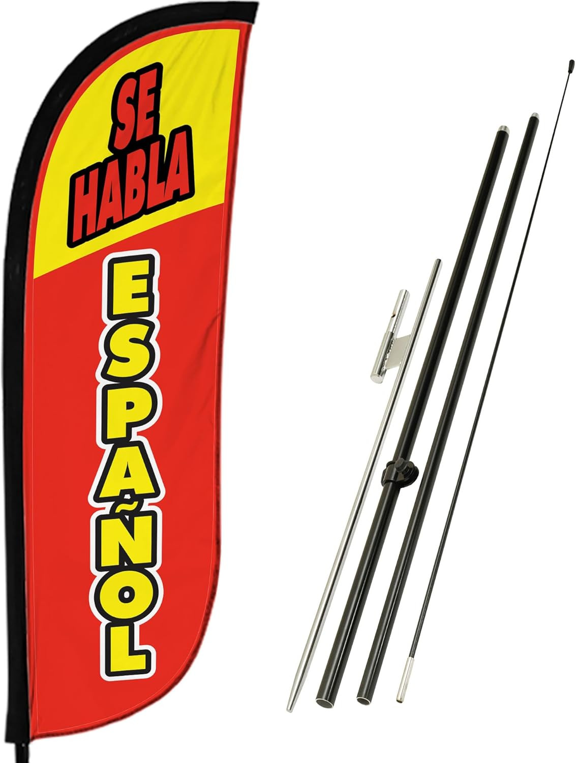 Feather Flag Set – 5Ft Tall Advertising Banner Flag with Pole Kit and Ground Spi
