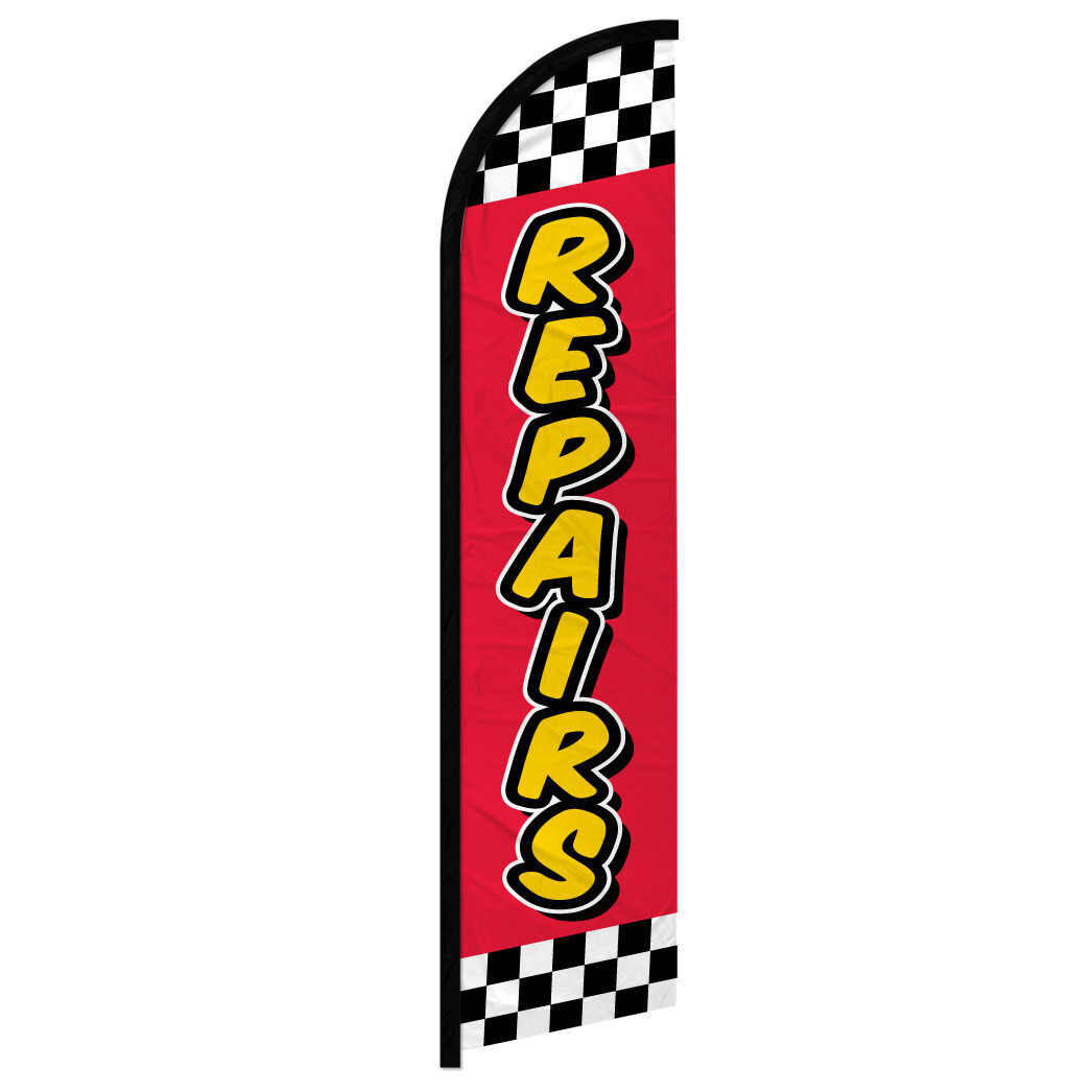 Repairs Windless Advertising Swooper Flag Mechanic Flag RED/CHECKER