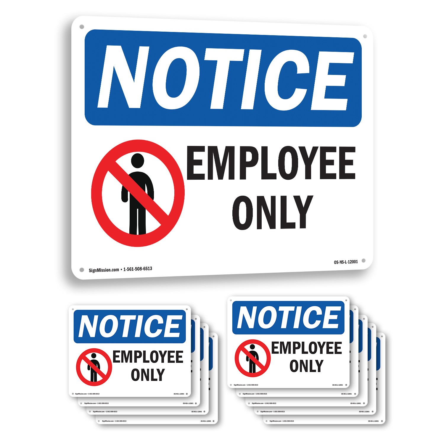 Employees Only OSHA Notice Sign Metal, Plastic, Or Decal – 5 or 10 Pack