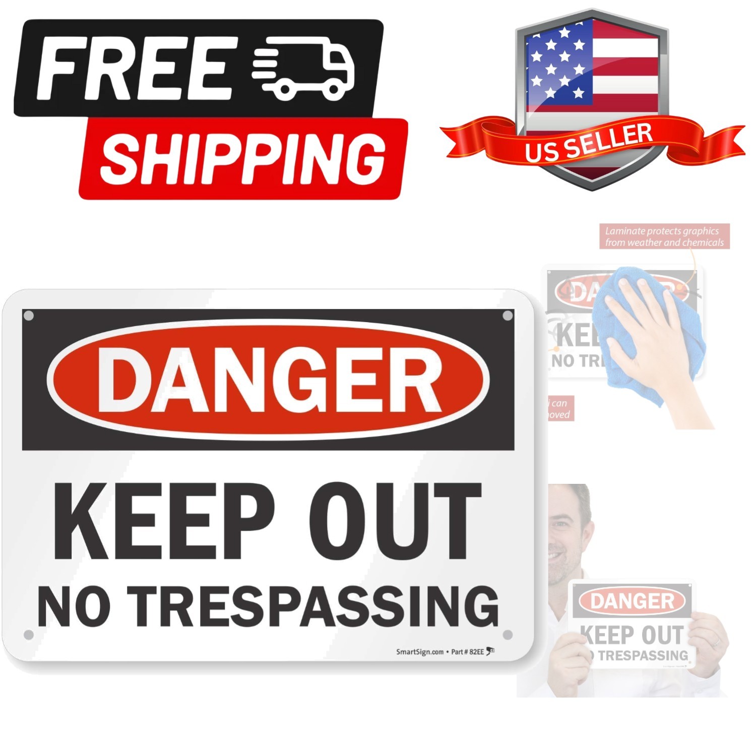 Danger – Keep Out, No Trespassing” Sign | 7″ x 10″ Aluminum