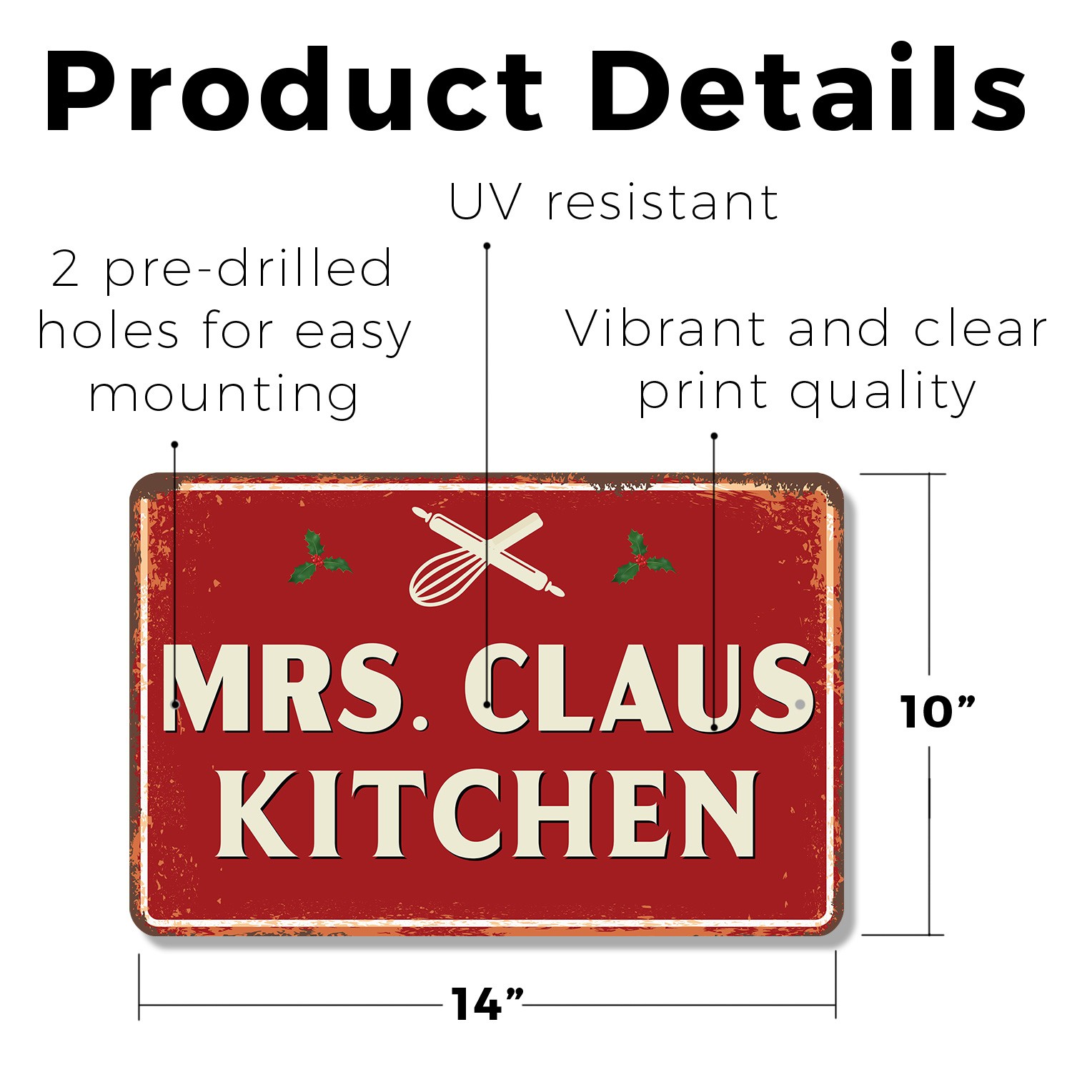 Mrs. Claus Kitchen Street Sign Cookies Served Warm Durable Perfect for Kitchens