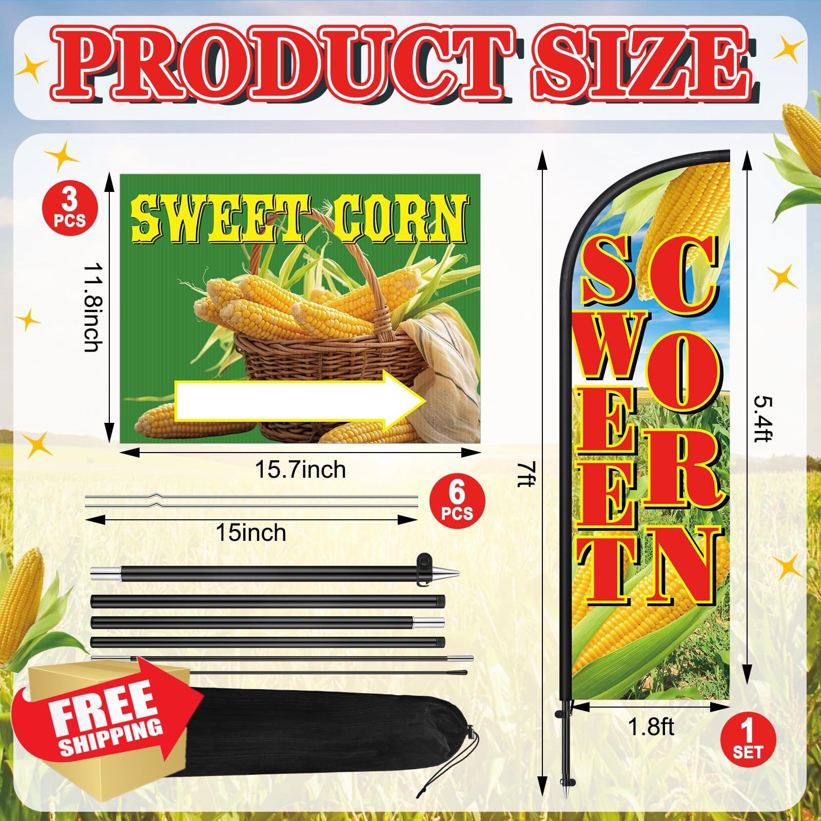 Hahafelt Sweet Corn Yard Signs 3 Pcs