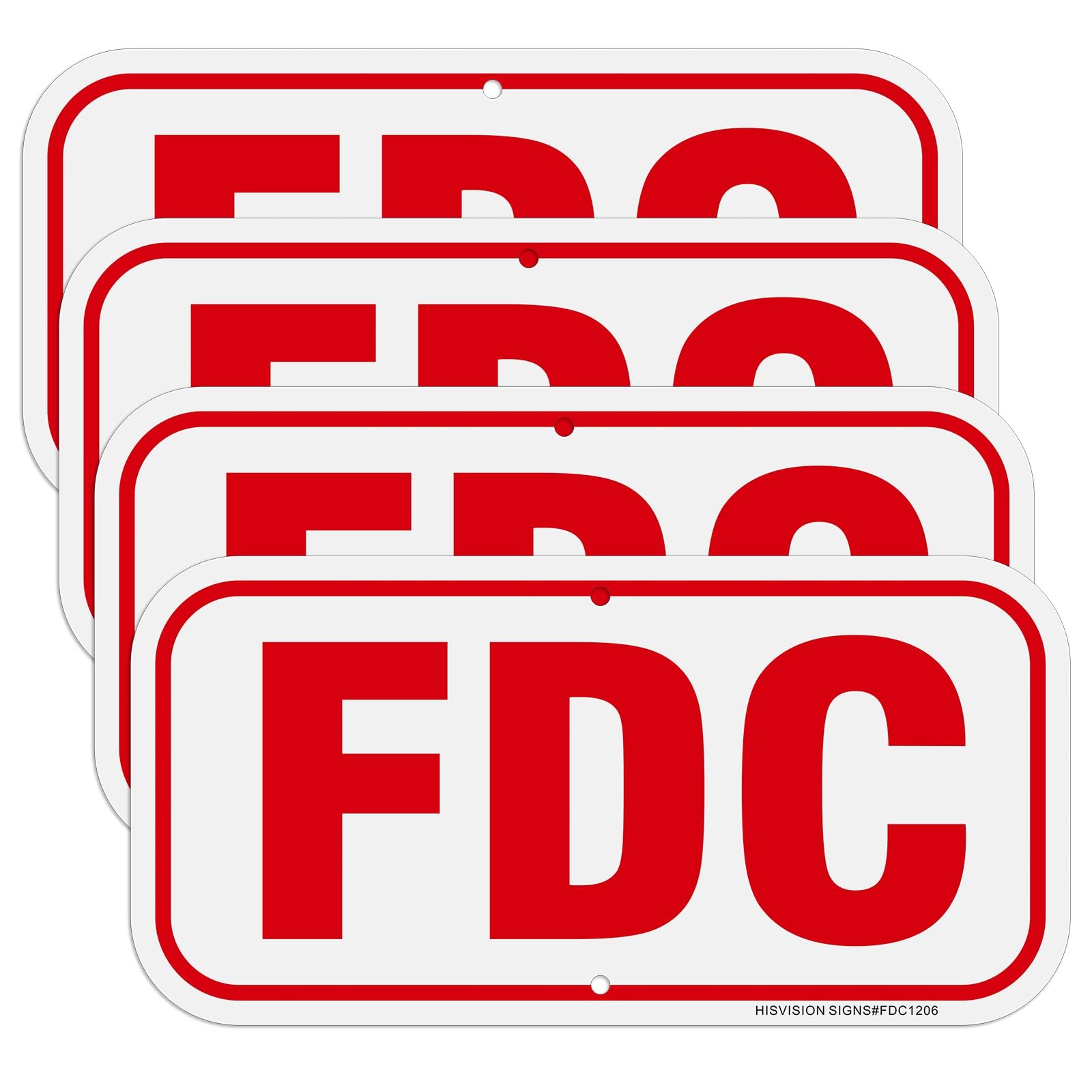 4 Pack 12×6 Inch FDC Sign Fire Department Connection Reflective Aluminum