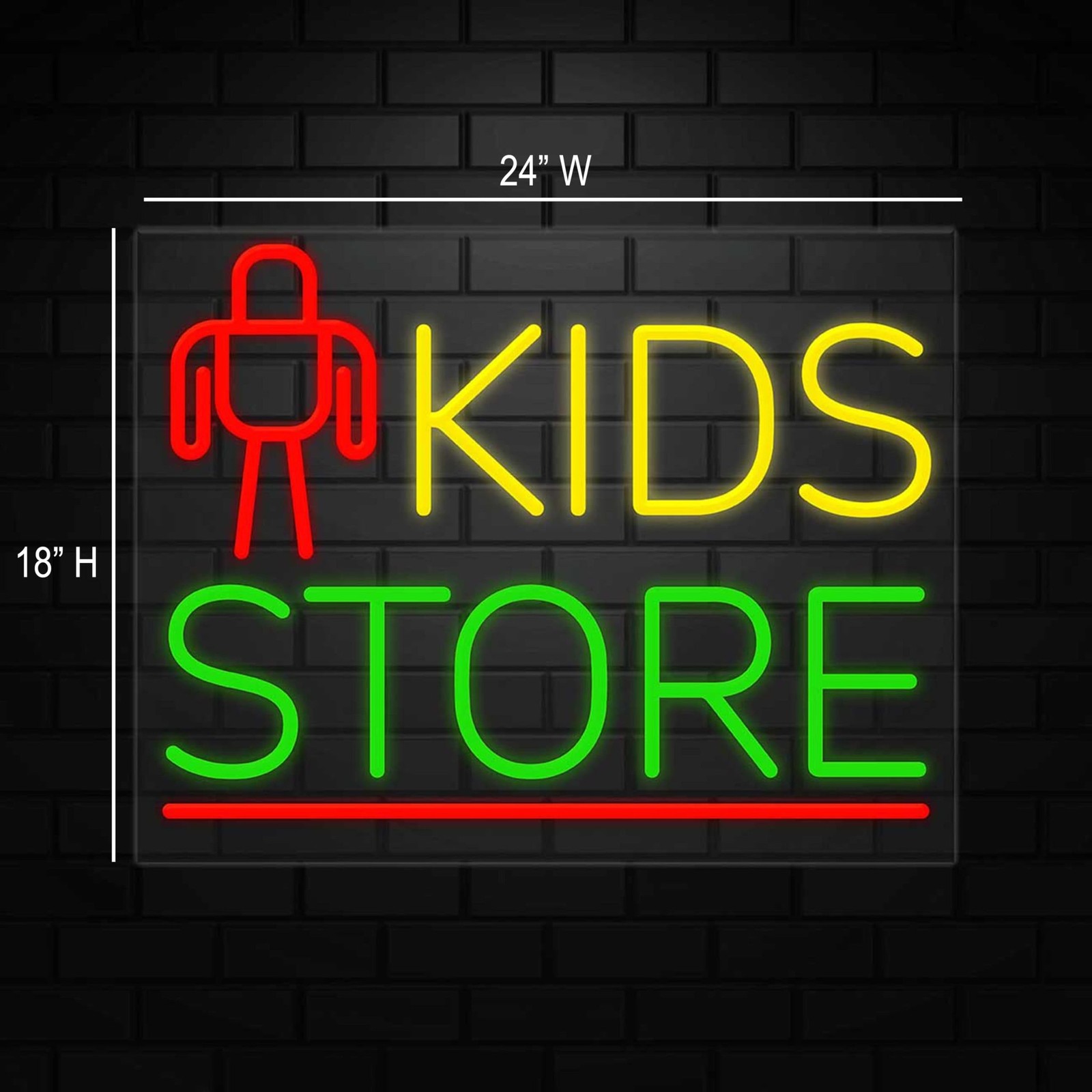 Kids Store Neon Sign for Retail Displays | LED Flex Neon | 24″W x 18″H x 1″D