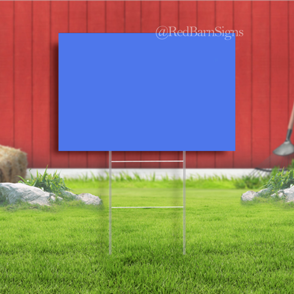 BLANK BLUE Indoor Outdoor Yard Sign with metal stakes