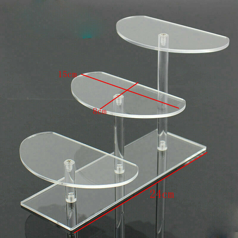 2/3/4/5 Tier Clear Acrylic Stand Display Rack Semicircle Removable Transparent
