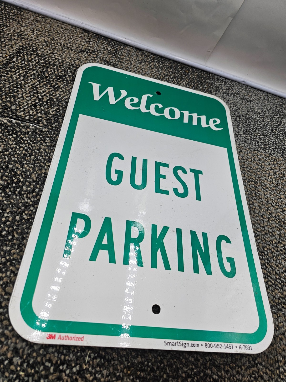 (QTY 3) Welcome Guest Parking Sign 18 x 12 inch 63 mil Aluminum Green & White