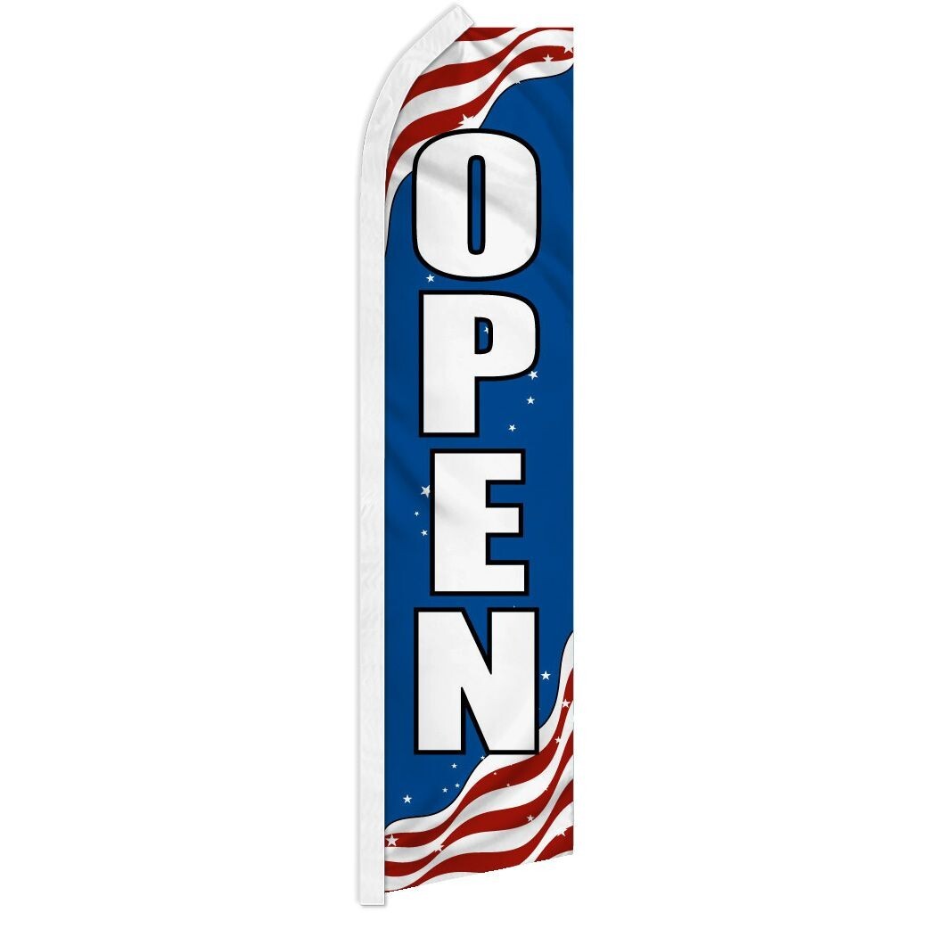 Open (Patriotic) Swooper Advertising 4th of July Open Banner Flag for Businesses
