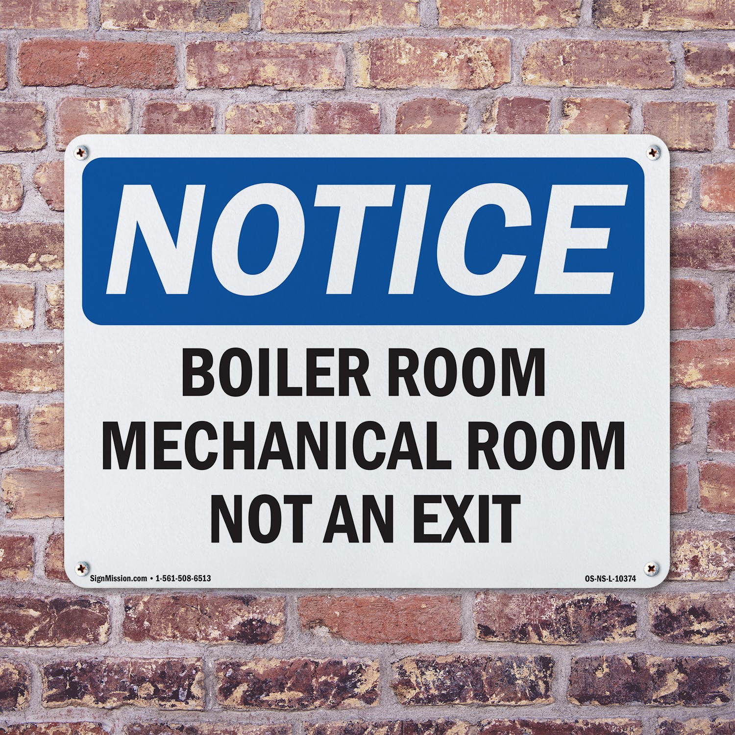 Boiler Room Mechanical Room Not An Exit OSHA Notice Sign Or Decal – 5 or 10 Pack