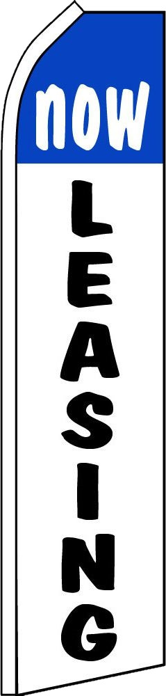 NOW LEASING FLUTTER FLAG Real Estate Advertising Sign Feather Swooper Banner