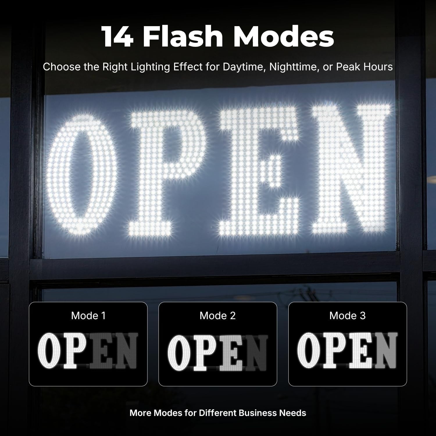 40″ x 14″ Large LED Open Sign with Remote Control High Bright Visibility Busines