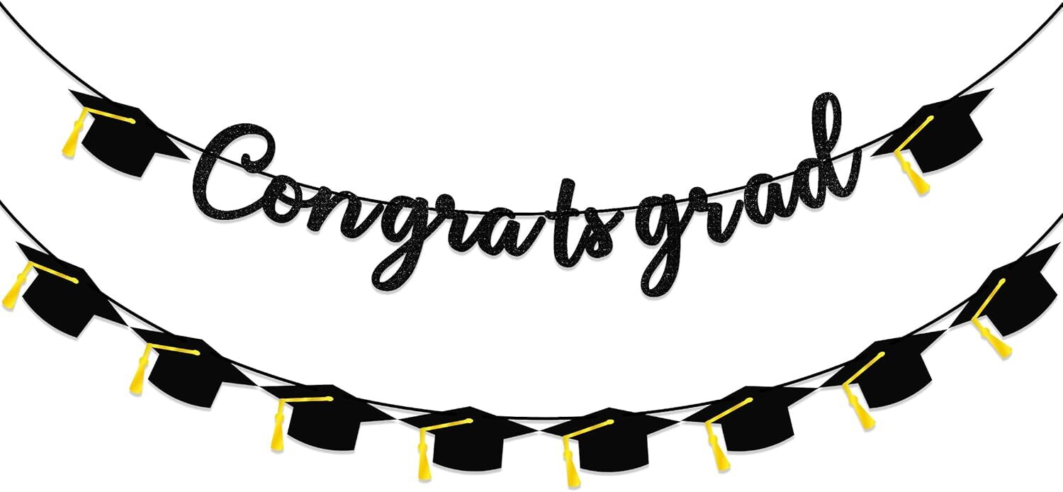 15PCS Graduation Decorations Class of 2025, Graduation Decorations 2025, Black
