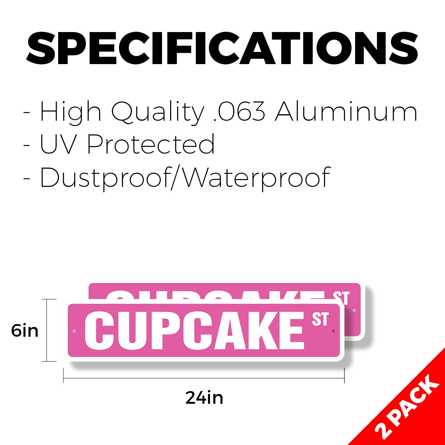 CUPCAKE Street Sign (2 Pack) Metal Plastic bakery cake cookies sweets candy