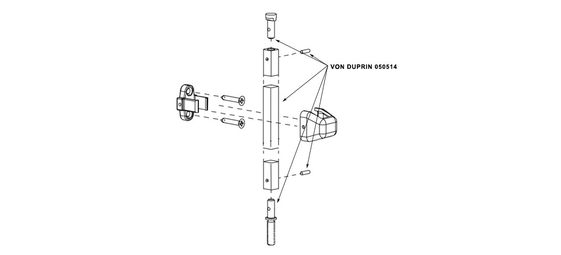 Von Duprin Bottom Rod Kit for 3327AEO/9827EO/9927EO Exit Device, Satin Aluminum