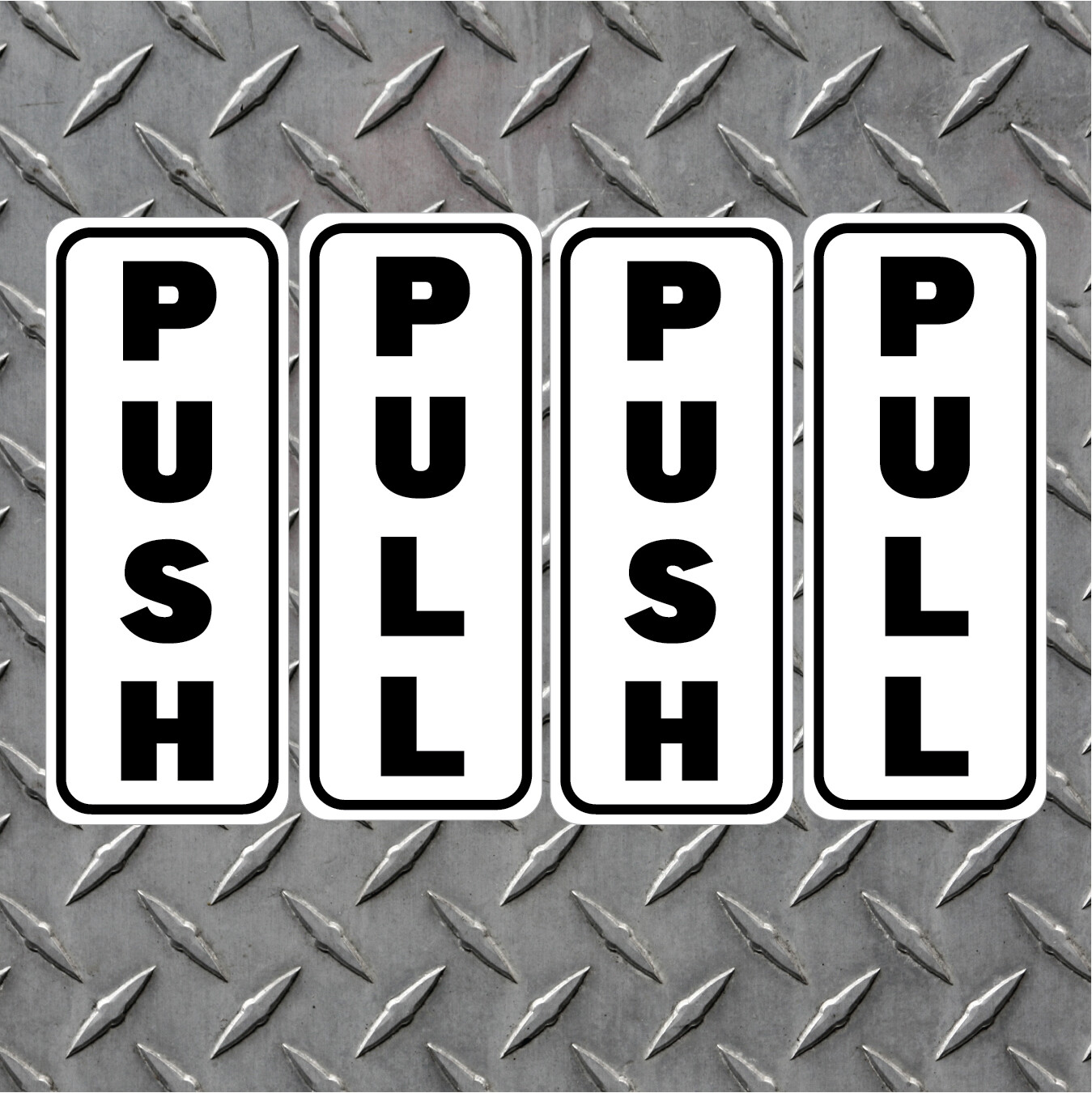 2 PUSH & 2 PULL Vertical Door Vinyl Decals – Thick Peel and Stick Indoor Outdoor