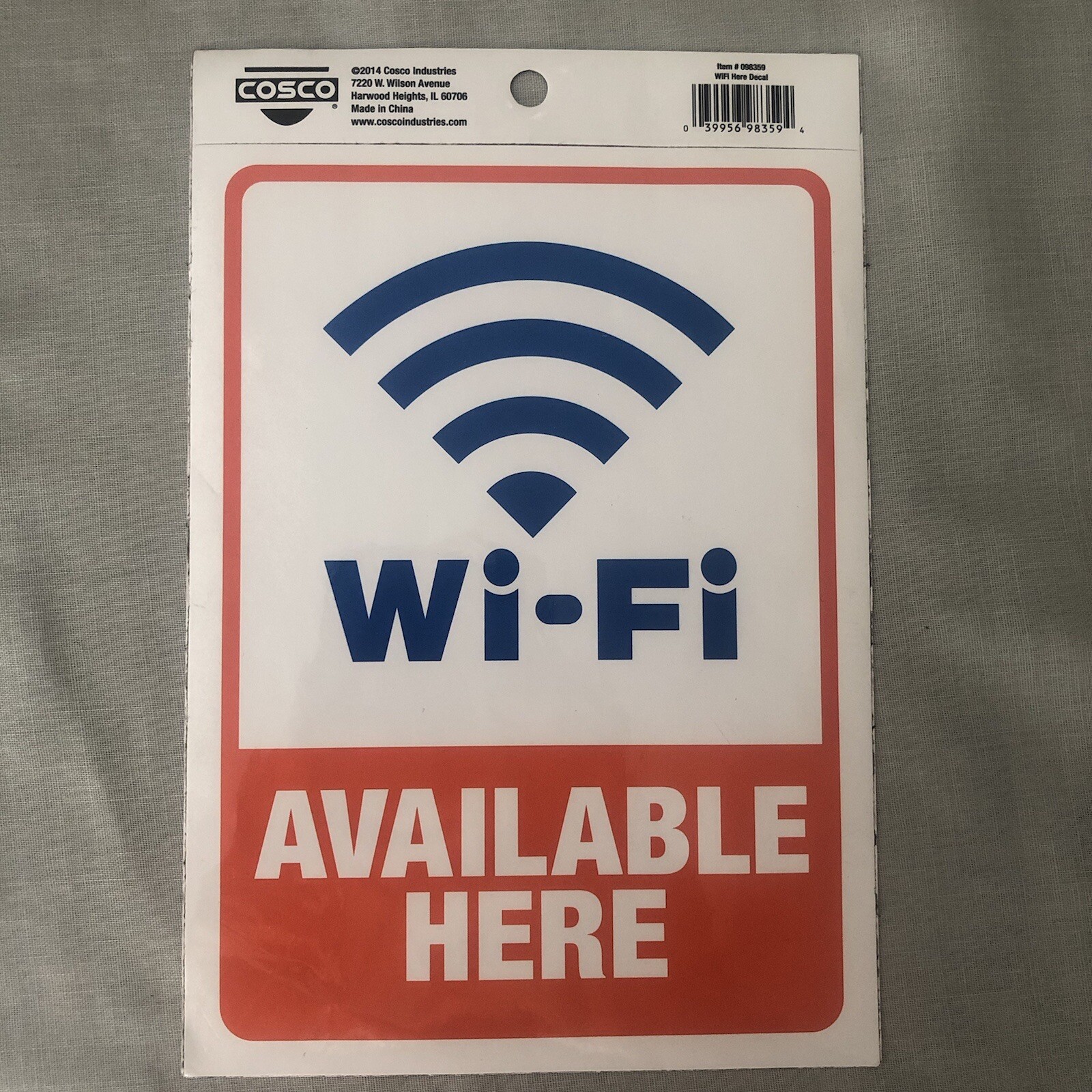 Wi-Fi AVAILABLE HERE Adhesive Sticker Decal WiFi SIGN door window COSCO 098359