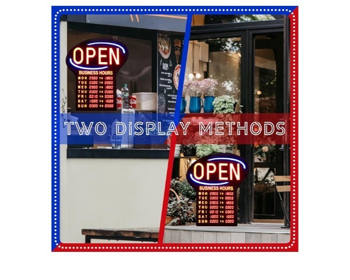 LED Open Sign for Business with Programmable Store Hours – 24×17″ Large Electron