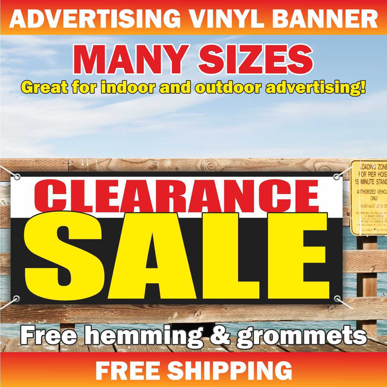 CLEARANCE SALE Advertising Banner Vinyl Mesh Sign Discount Retail Store Shop