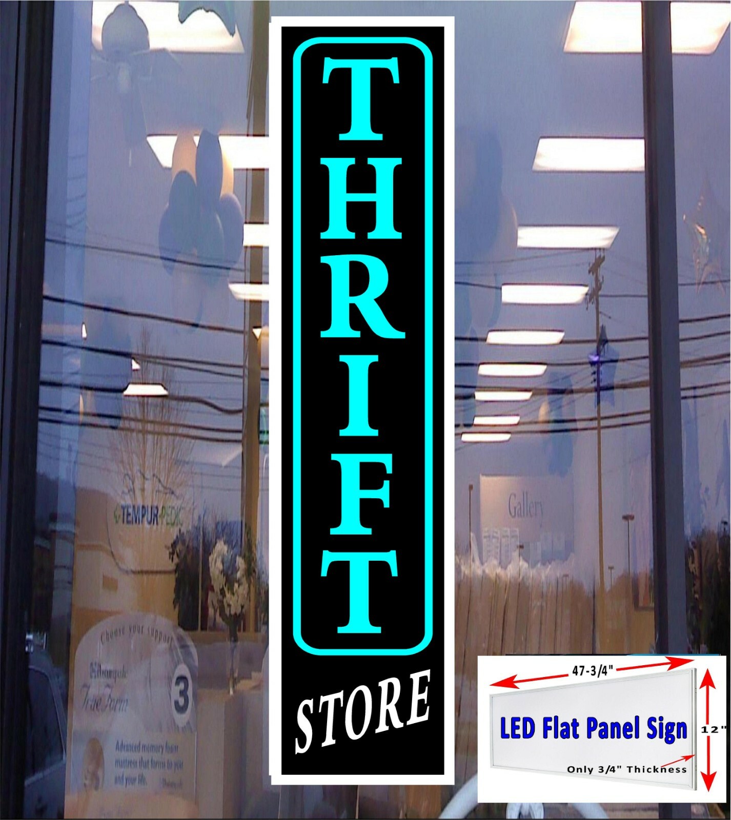 THRIFT STORE Led light box window sign 48″ x 12″
