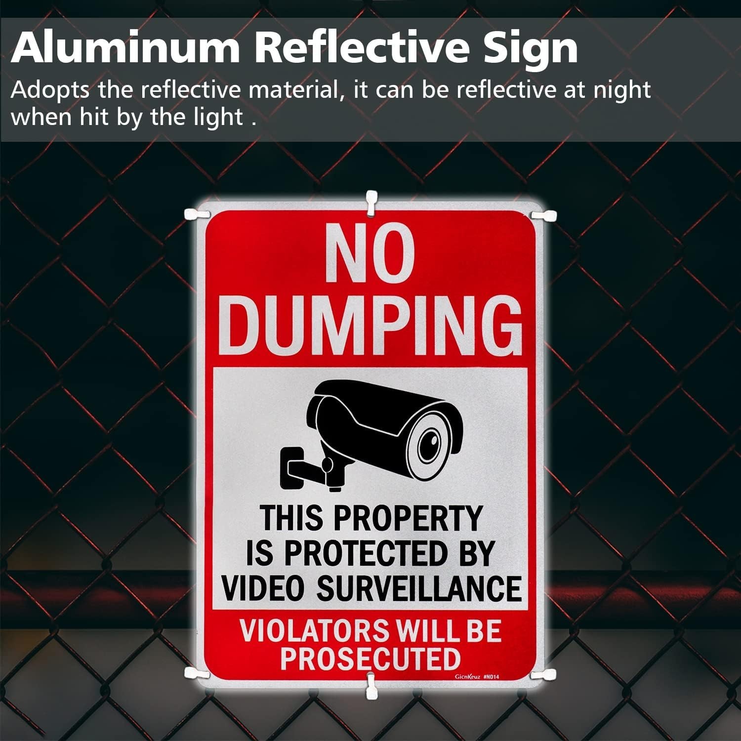 No Dumping Signs 14×10 Inches Aluminum 2 Pack Property Video Surveillance Ref…