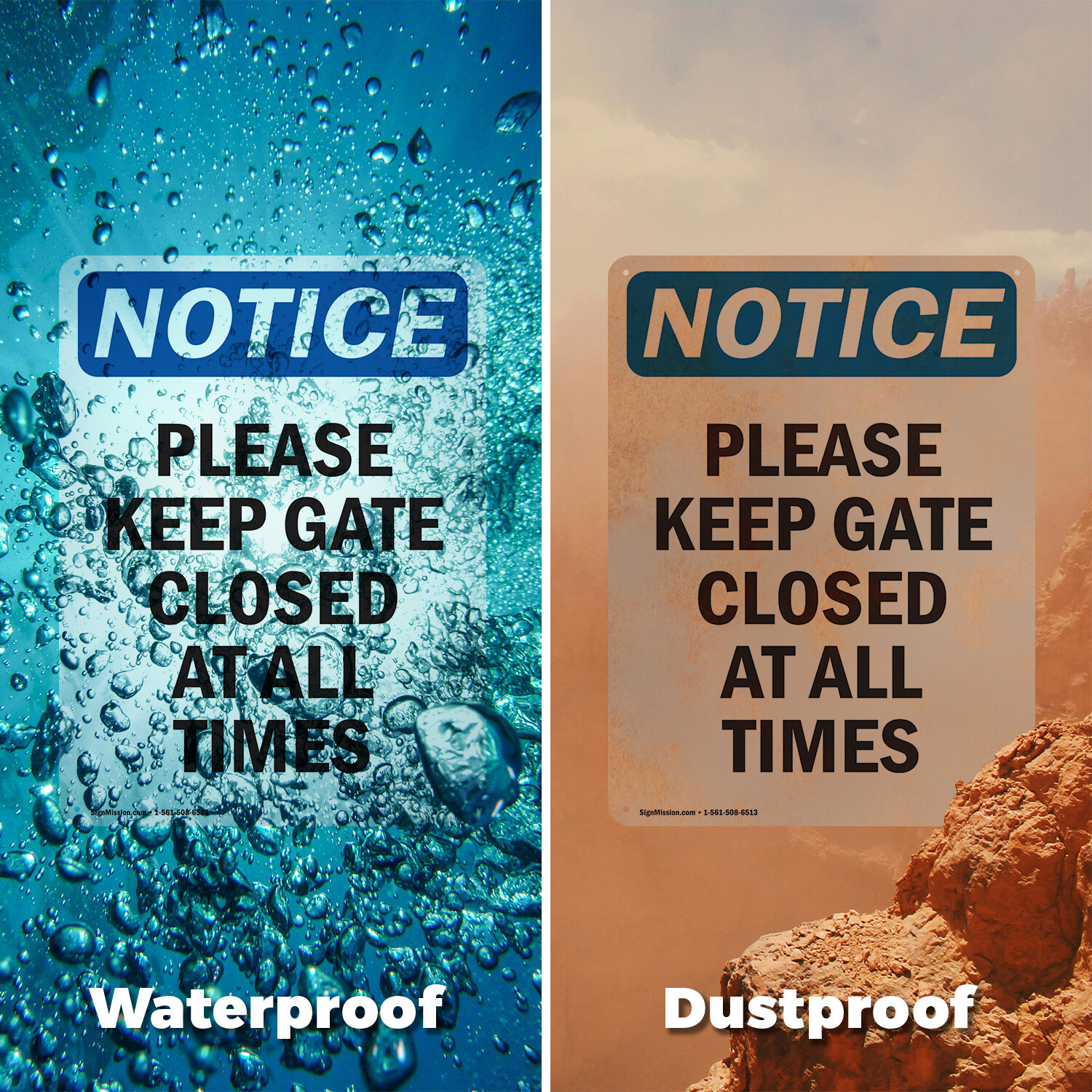 (2 Pack) Please Keep Gate Closed At All Times OSHA Notice Sign Decal Metal
