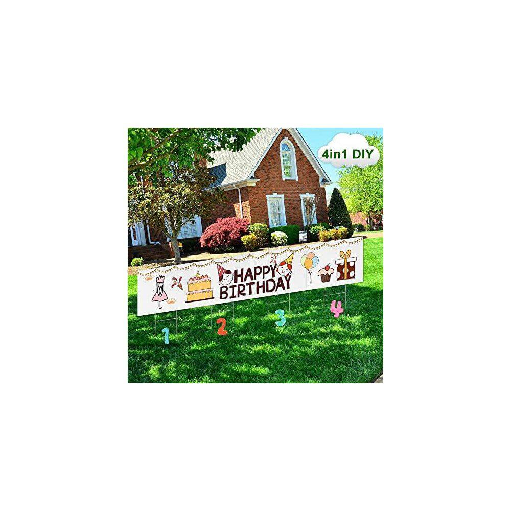 4 Pack 18 X 12 In. White Plastic Yard Signs with Metal H-Stakes