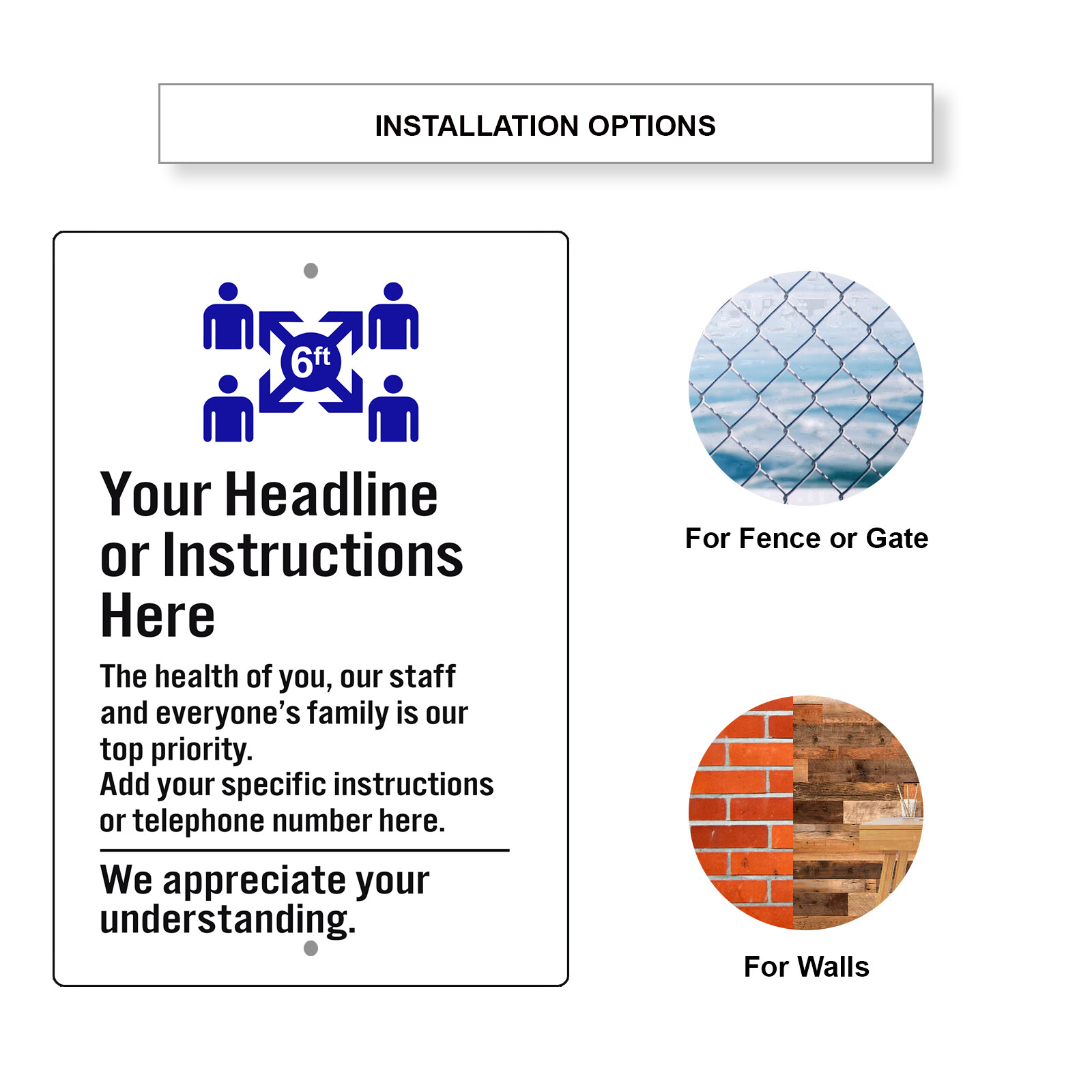 Your Headline Or Instructions Here Customized Notice Novelty Aluminum Metal Sign