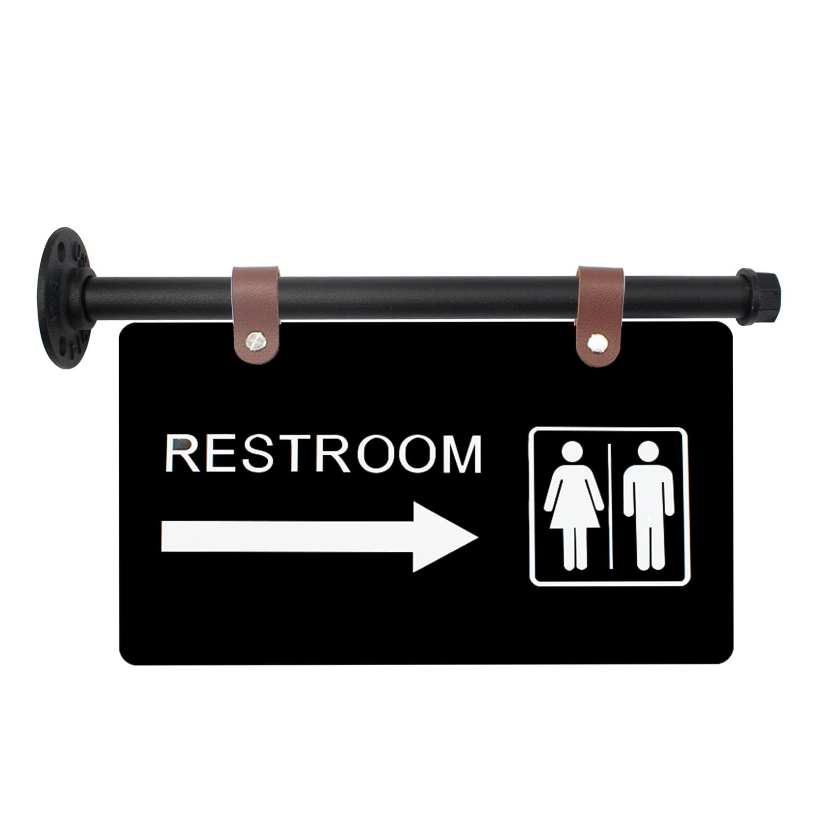 Double-Sided Acrylic Restroom Sign Wall-Mounted Unisex Bathroom Sign with Arr…