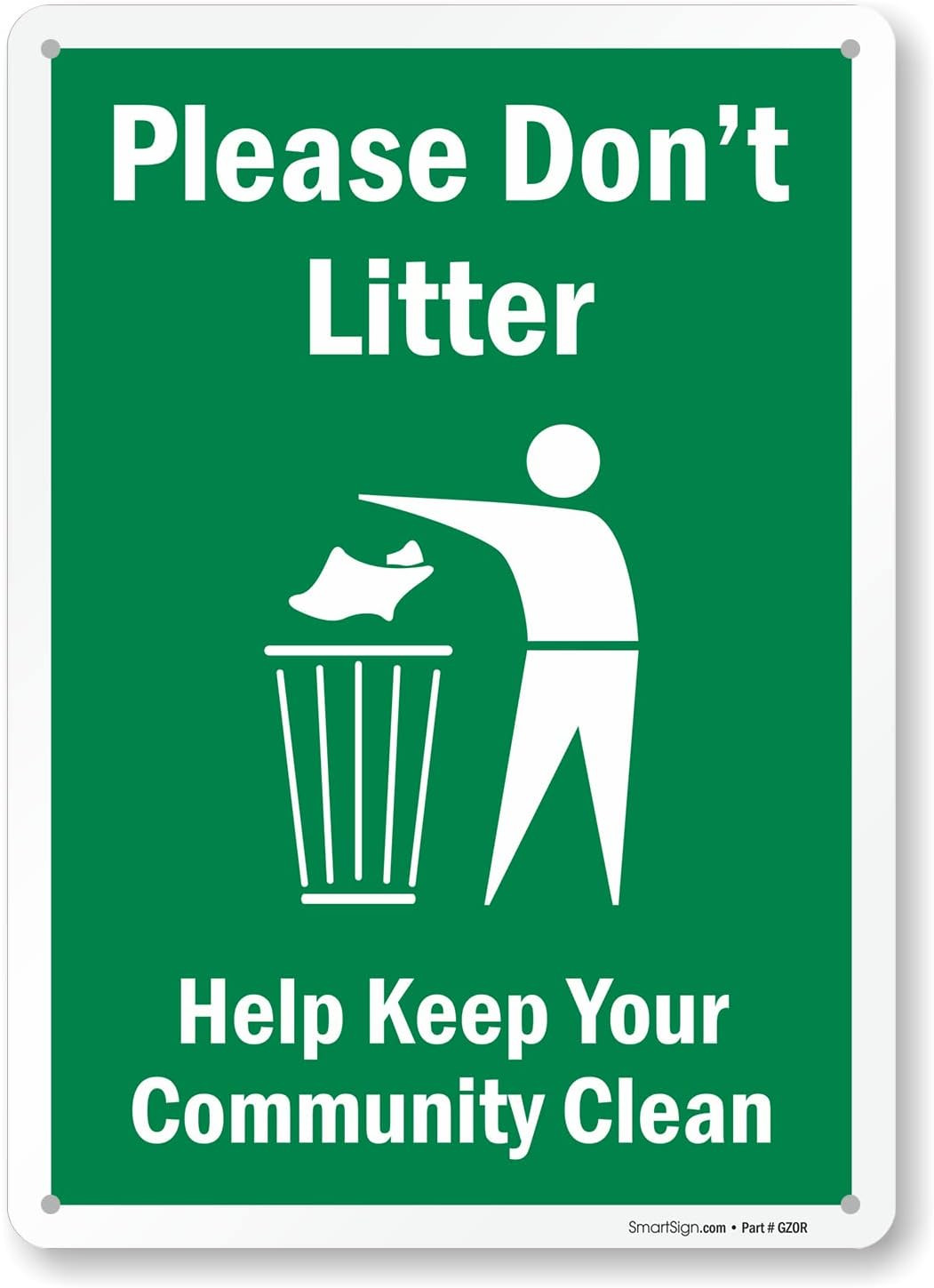 14 x 10 inch “Please Don’t Litter – Help Keep Your Community Clean” Metal Sign,