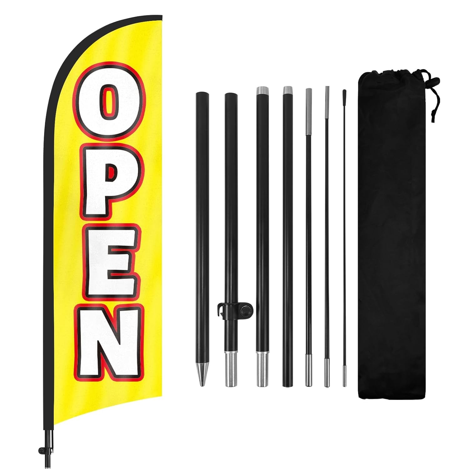8FT Feather Flag with Pole and Ground Stake Swooper Advertising Banner