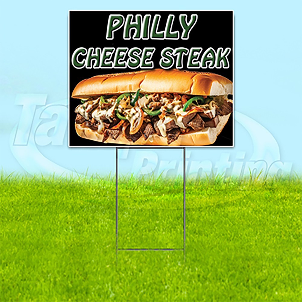 PHILLY CHEESESTEAK 18×24 Yard Sign Plastic Corrugated WITH STAKE USA YS00198
