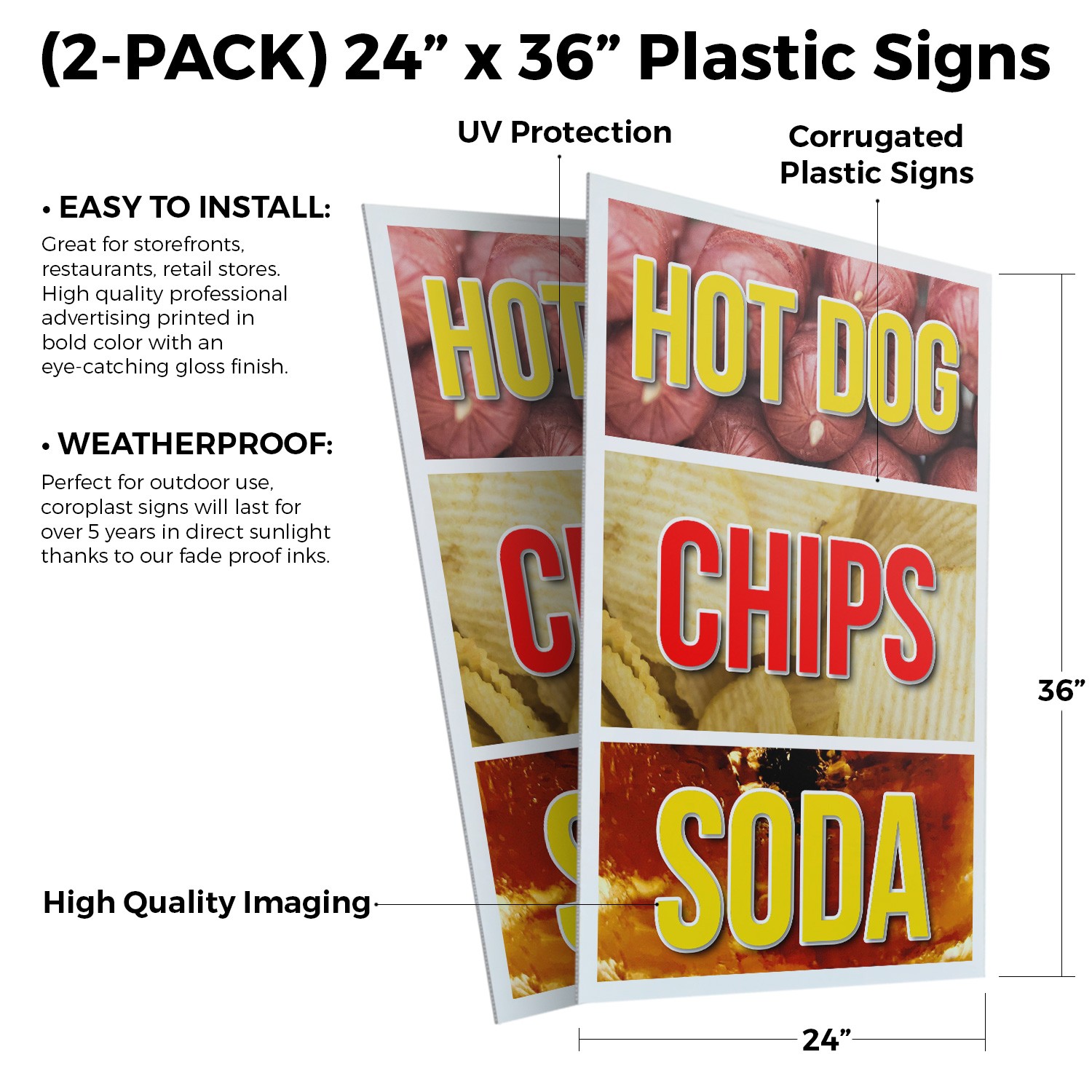 Hot Dogs Chips and Soda Heavy Duty A-Frame Sidewalk Sign Snack Stalls Event Food