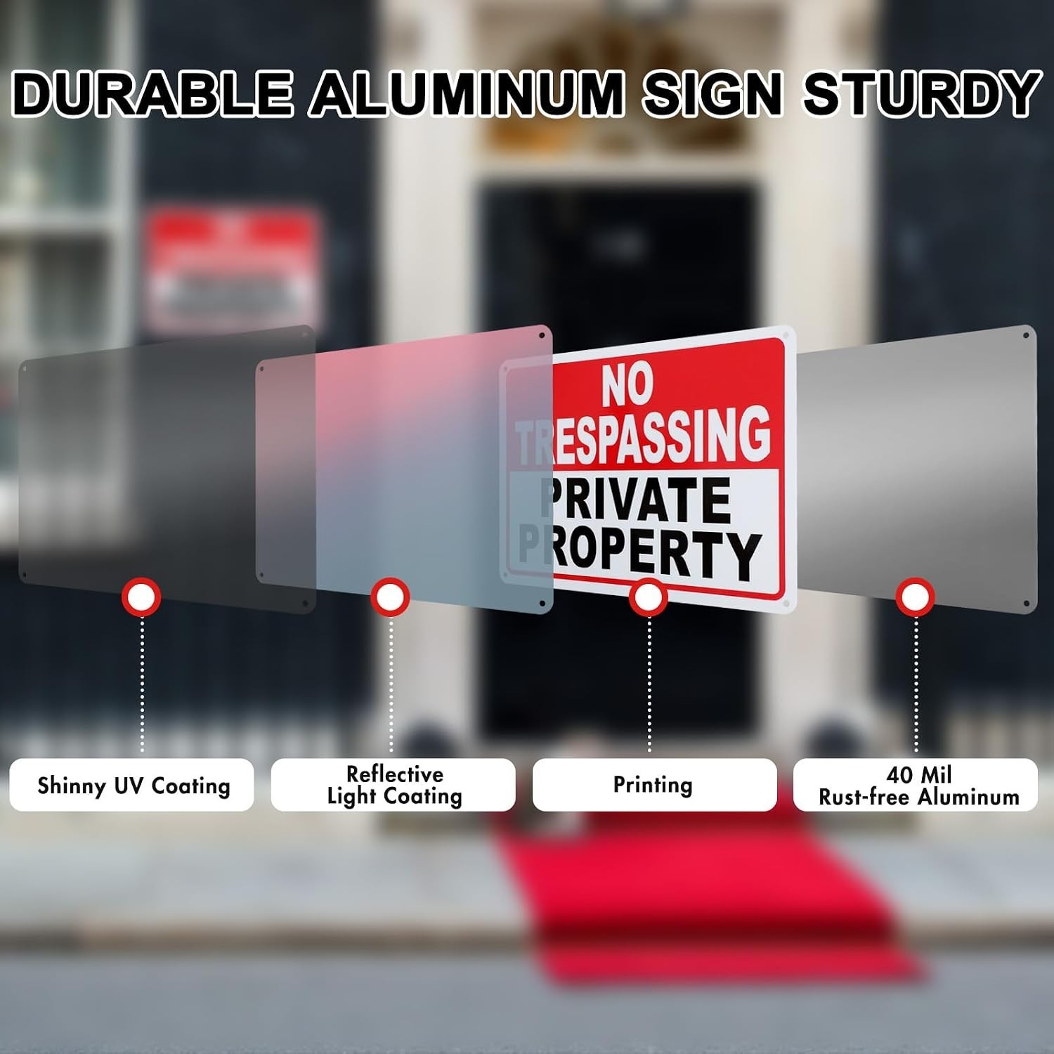 2-Pack No Parking Signs – 14 x 10 Inches Reflective Private Property Signs