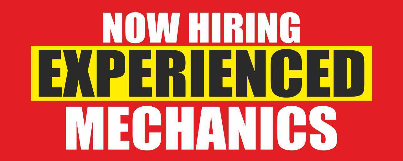 NOW HIRING MECHANICS Advertising Banner Vinyl Mesh Sign job auto repair shop
