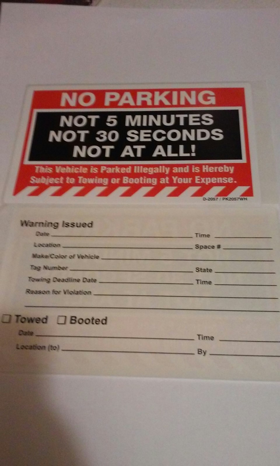 no parking. not at all sticker. 50 pk item pk2057wh