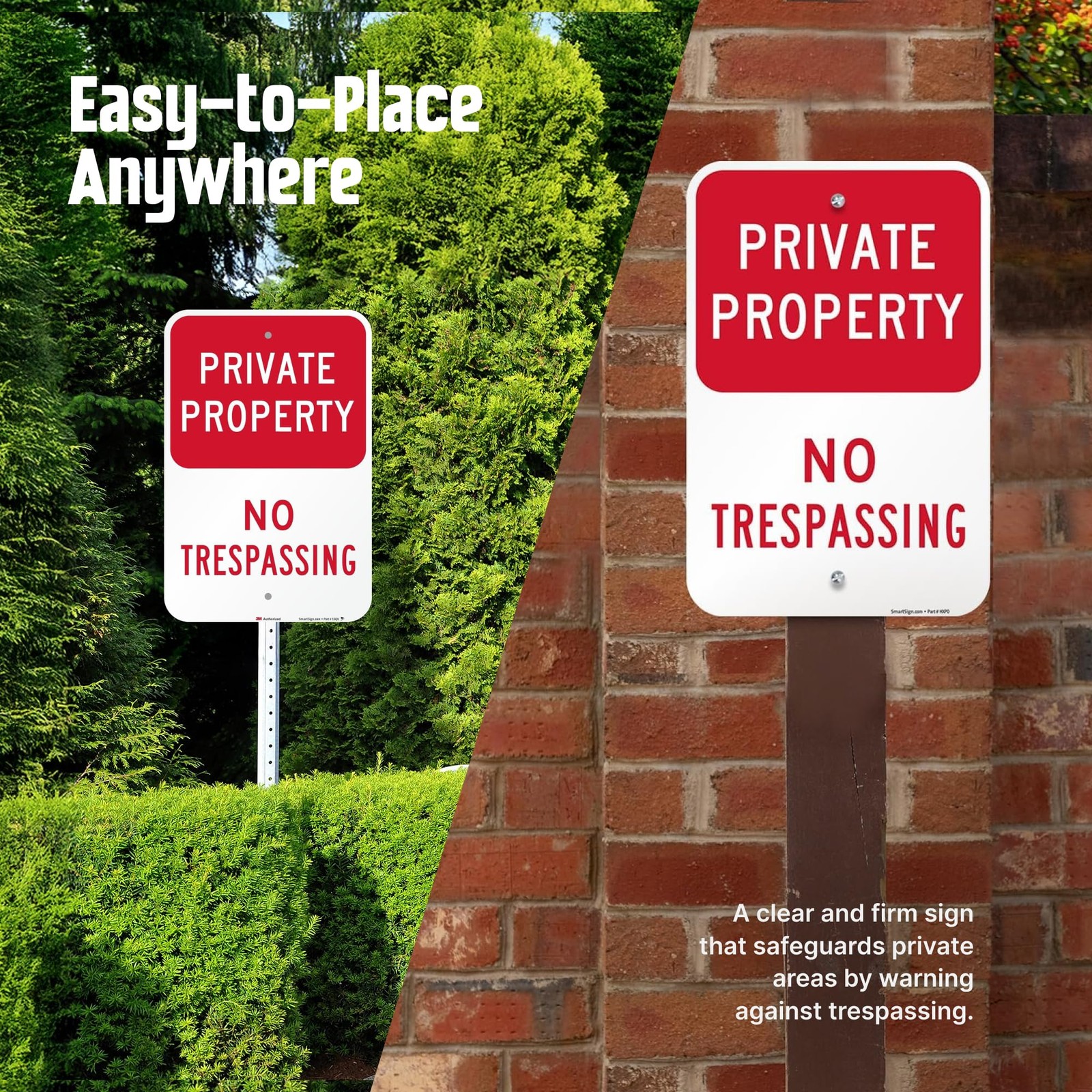 No Trespassing Sign Private Property 12×18 Red White 2 Pack Aluminum Composite