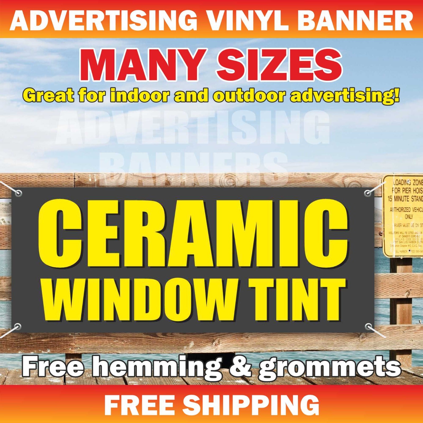 CERAMIC WINDOW TINT Advertising Banner Vinyl Mesh Sign Car Service Repair Garage