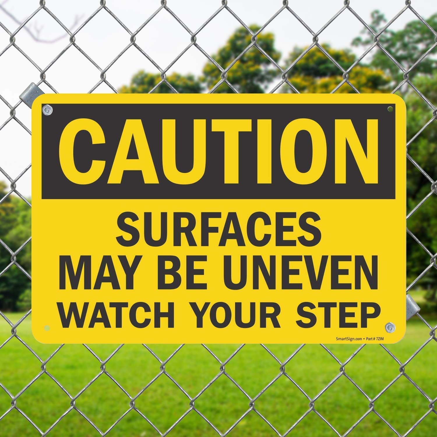 Caution Uneven Surfaces Watch Your Step Sign 12×18 Inch Aluminum Plaque Set
