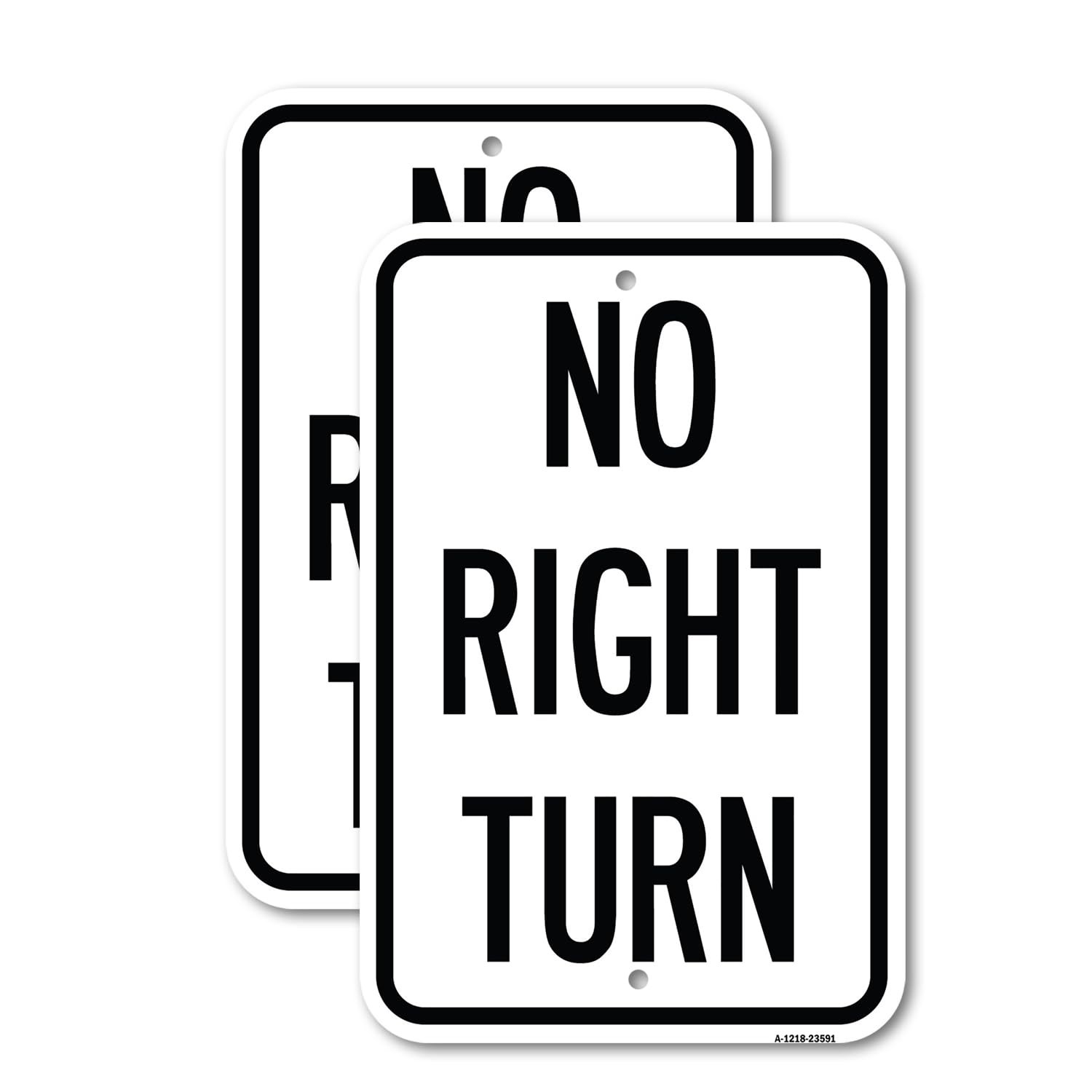 (2 Pack) No Right Turn | 18″ X 24″ Heavy-Gauge Aluminum Sign | Rust Free Alum…