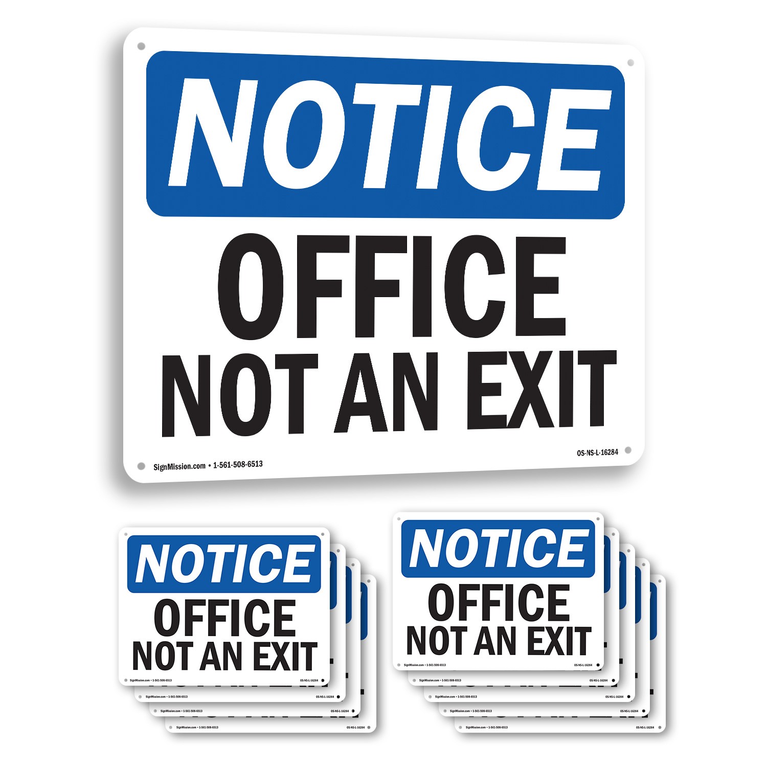 Office Not An Exit OSHA Notice Sign Metal, Plastic, Or Decal – 5 or 10 Pack