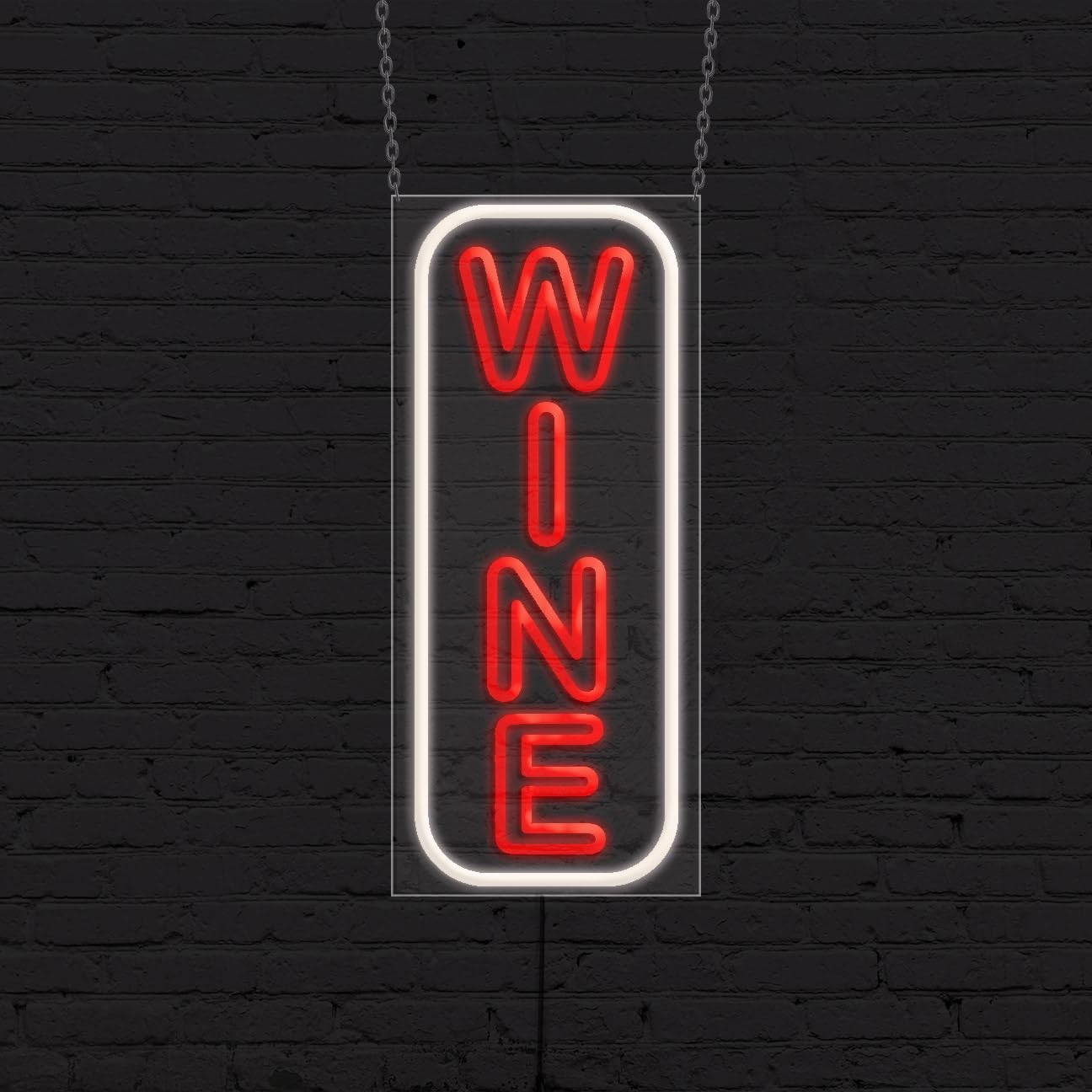 Wine Sign for Business Displays | LED Flex Neon | 13″W x 32″H x 1″D