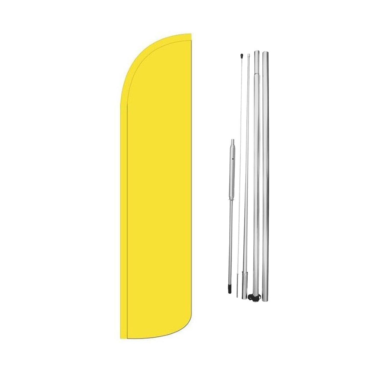 Yellow Solid Color Swooper Flutter Windless Feather Flag | 3ft W x 11.5ft Tall