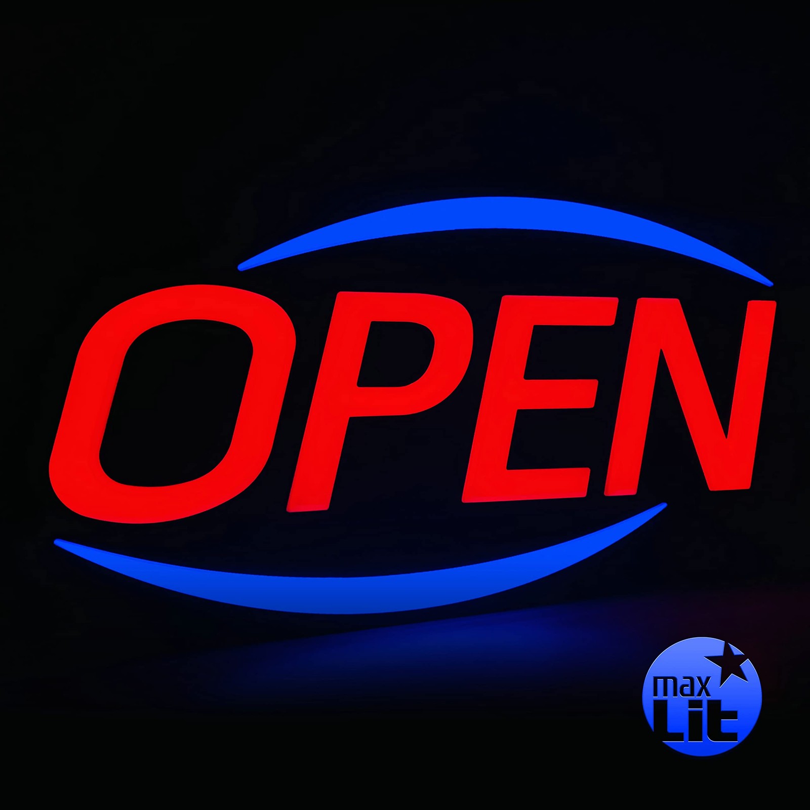 MaxLit 32 X 17 New Jumbo ULTRA BRIGHT LED Open Sign — Remote Controlled —
