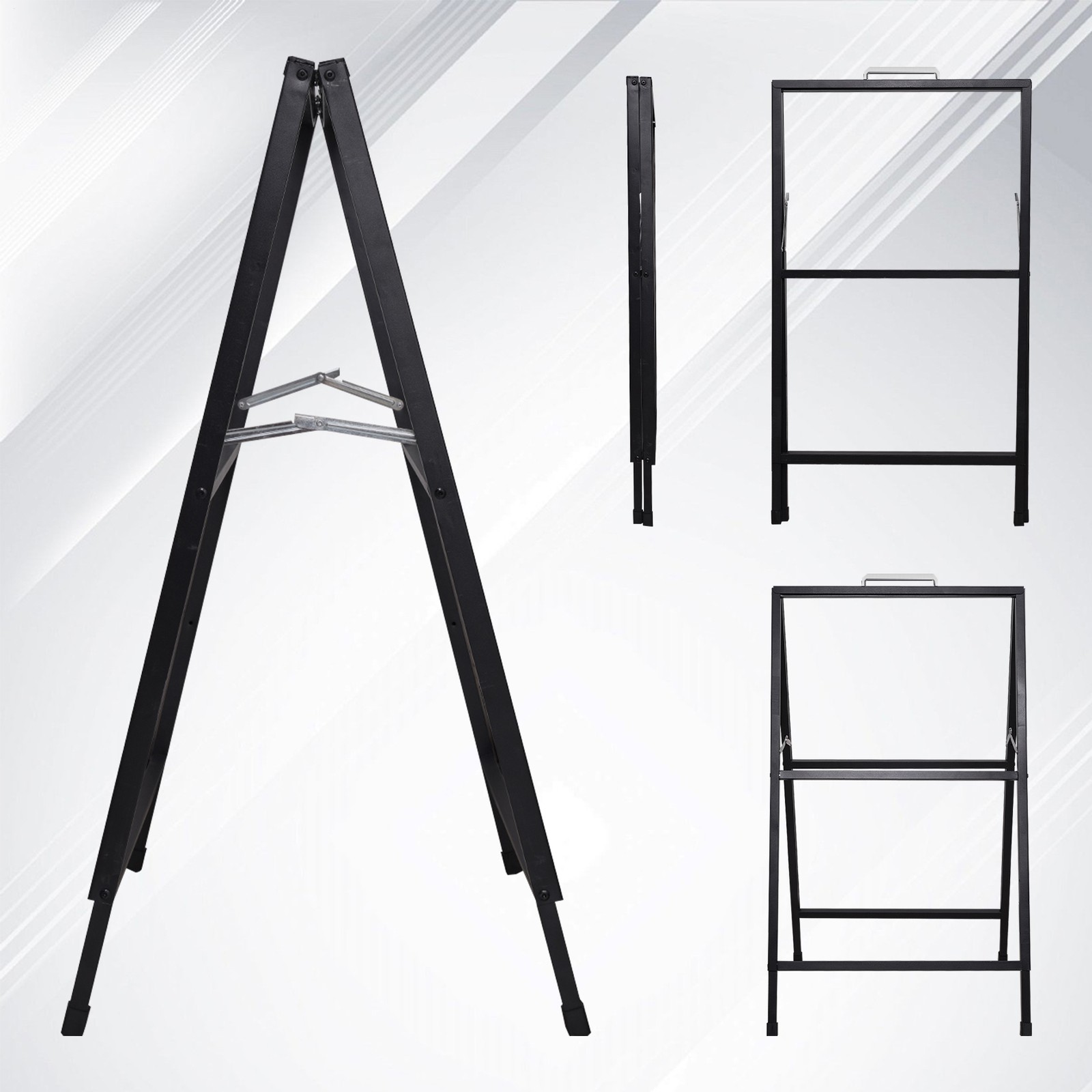 A-Frame Portable Folding Curb Sign Stand, 36 x 24 Slide in, Black (Pack of 1)