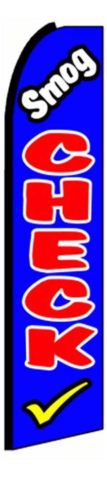Smog Check Blue Red Flutter Swooper Flag Advertising Sign 3’ Wide Banner Only