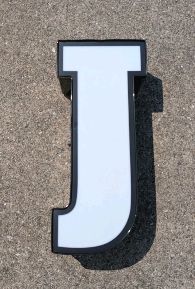 Reclaimed WHITE & BLACK Marquee Sign Letter ” J ” Outdoor Indoor Metal – LED #3